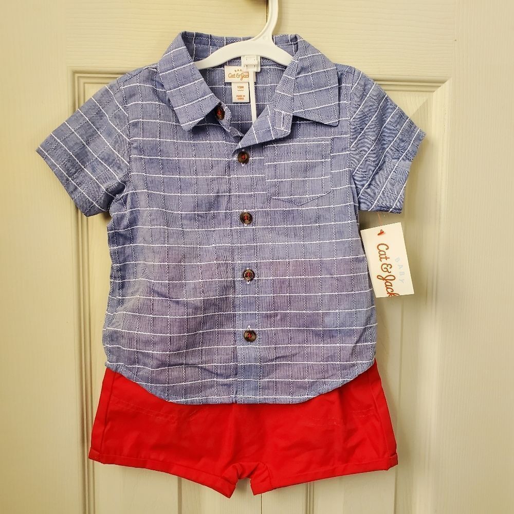 NWT Baby boy shirt set size 12M